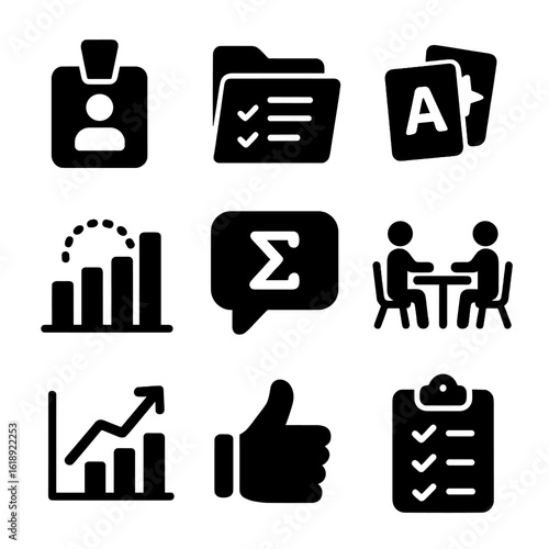 Personalized Tutoring Icons. Solid, filled icons set of personalized tutoring sessions: tutor badge, study