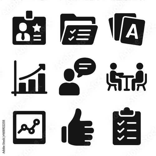 Personalized Tutoring Icons. Solid, filled icons set of personalized tutoring sessions: tutor badge, study