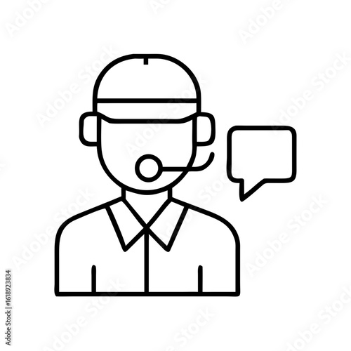 Tour guide speaking with a microphone and speech bubble icon