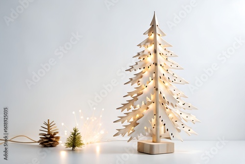 Lighted Wooden Christmas Tree, Modern Scandinavian Decor