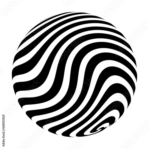 black and white fingerprint vector circle wave symbol