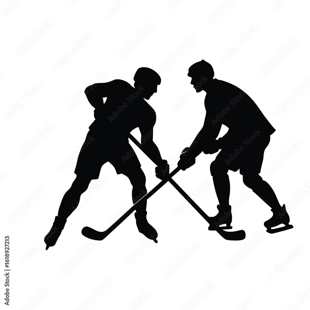 Fototapeta premium Ice Hockey Players in Face-Off – Silhouette Sports Vector