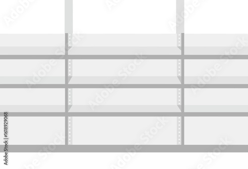 Metal shelving unit with multiple shelves and minimalist design  