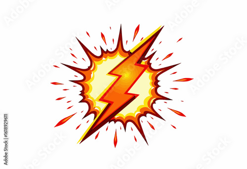 Lightning bolt illustration with explosion and vibrant colors  