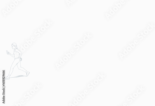 Woman jogging with determination in light and minimalist style  
