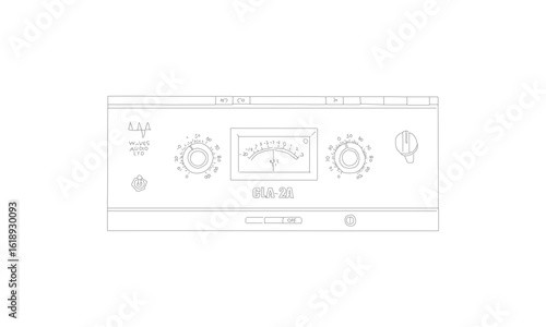 CLA-2A Audio Compressor Technical Line Drawing