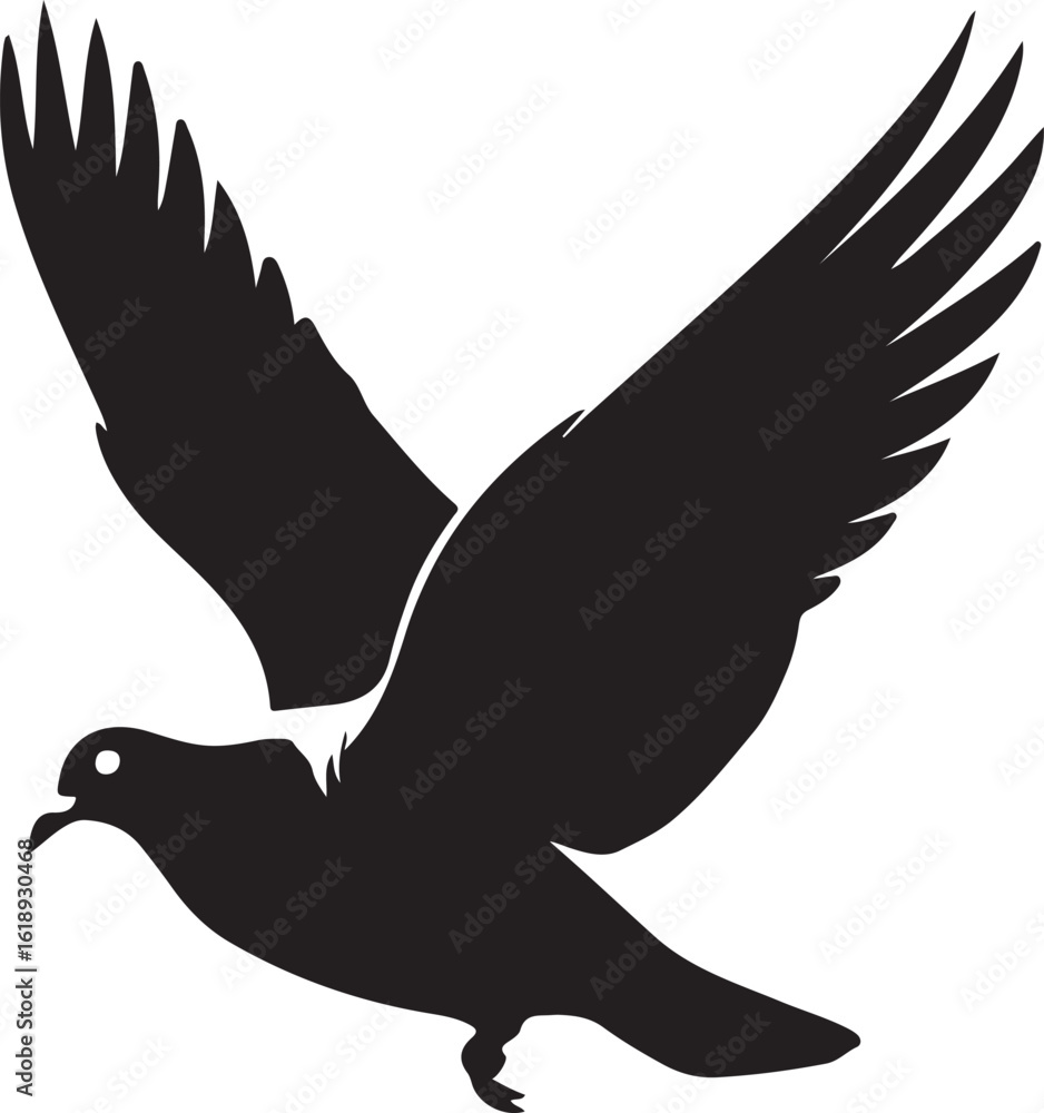 Obraz premium Pigeon flying silhouette