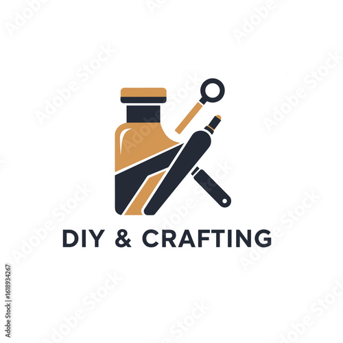 Creative DIY and Crafting Logo Featuring Essential Tools and Materials for Hobbyists and Artisans to Express their Creativity and Craftsmanship