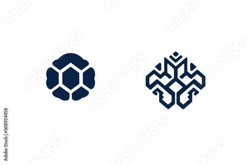 Geometric icon representing modern gear and brain in flat design style