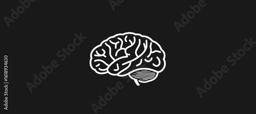 A neurology icon is available in a line style with white and black coloring, part of a neurology collection suitable for web, mobile apps, and UI design