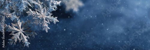 Wallpaper Mural Winter wonderland with snowflakes gently falling against a dark background during a quiet evening Torontodigital.ca