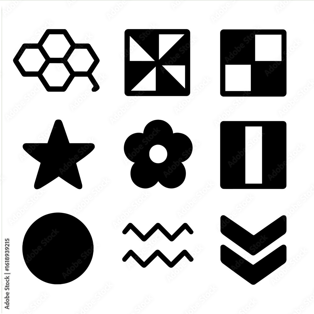Quilt Motif Icons. Solid, filled icon set of Quilt motifs and shapes: hexagons, triangles, squares, stars, floral patches, stripes Quilt Motif Icons. Solid, filled icon set of Quilt motifs and shapes: hexagons, triangles, squares, stars, floral patches, stripes