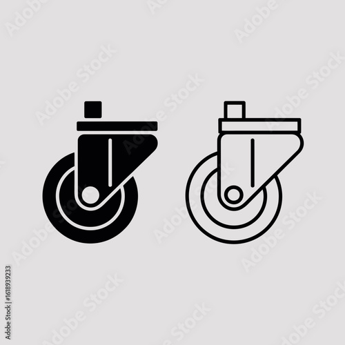 caster, wheel, icon, vector, roller, swivel, furniture, mobility, industrial, hardware, design, outline, solid, equipment, movement, transport, black, illustration, minimal, mechanical, engineering, s