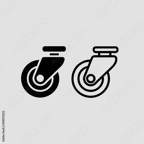 caster, wheel, icon, vector, roller, swivel, furniture, mobility, industrial, hardware, design, outline, solid, equipment, movement, transport, black, illustration, minimal, mechanical, engineering, s