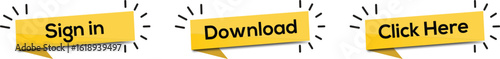 Engaging Yellow Ribbon Buttons: Sign In, Download, and Click Here for Interactive Websites.