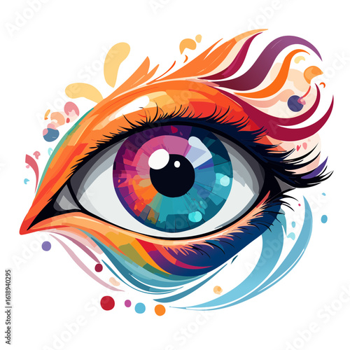 Colorful Imagination Eye Icon Isolated on a Transparent Background