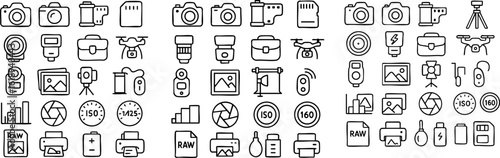 Photography Equipment and Tools Icons.