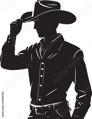 Cowboy tipping his hat silhouette