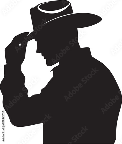 Cowboy tipping his hat silhouette