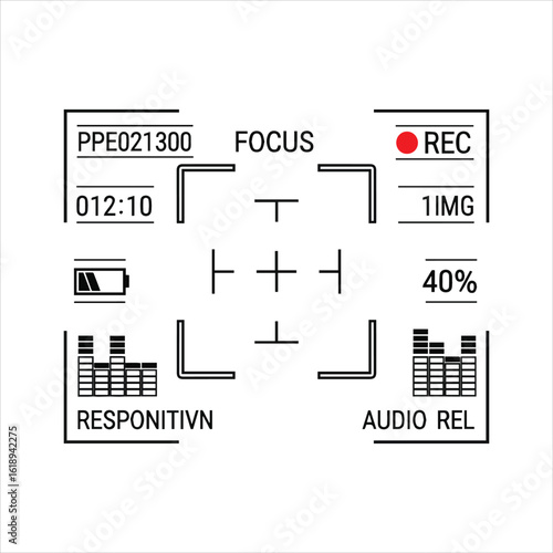 Digital Camera Viewfinder Interface Displaying Recording Information and Audio Levels