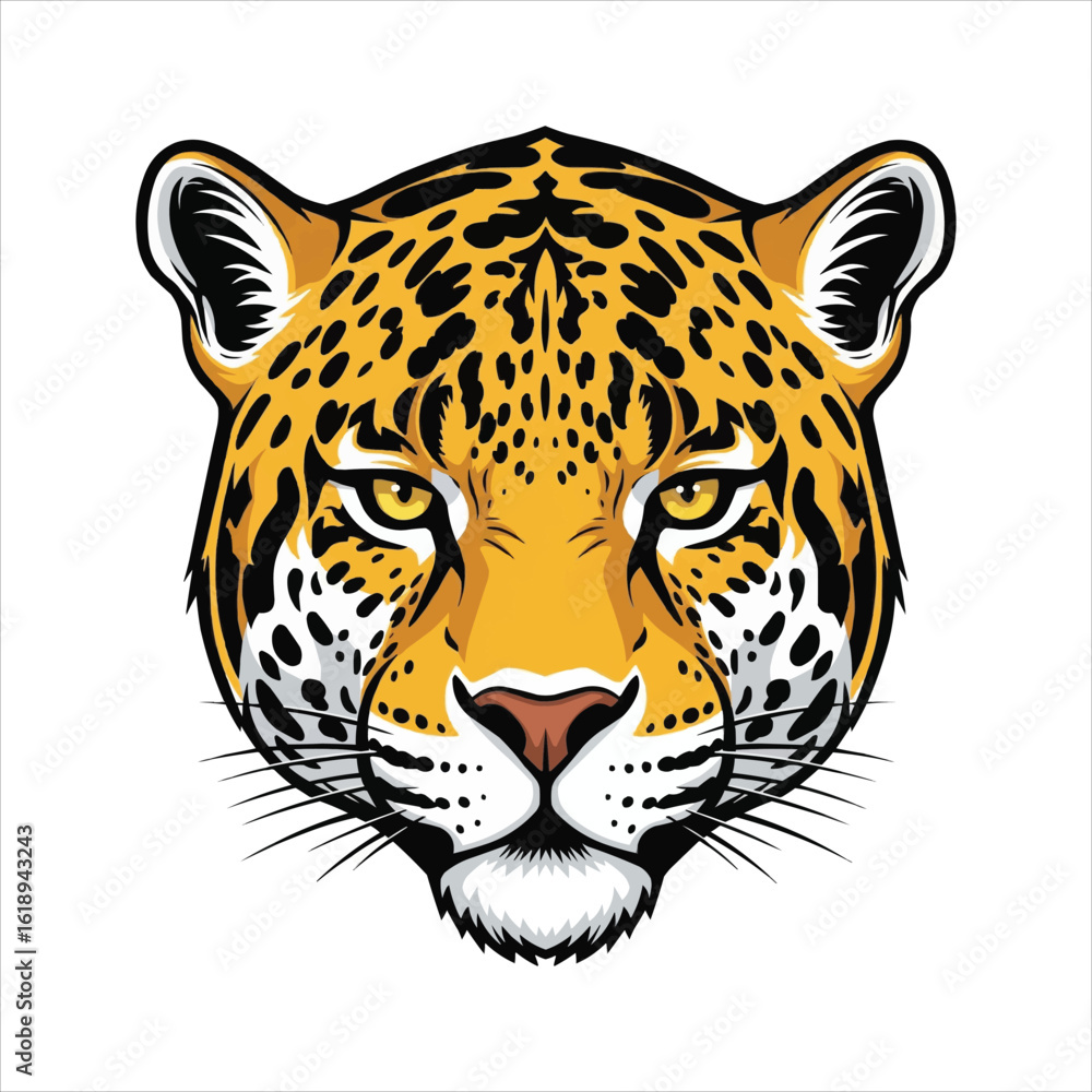 Obraz premium Majestic Jaguar Face Wild Animal Portrait Realistic Big Cat Predator
