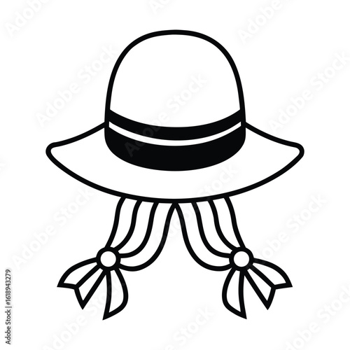 pilgrim bonnet with ribbons simple line art