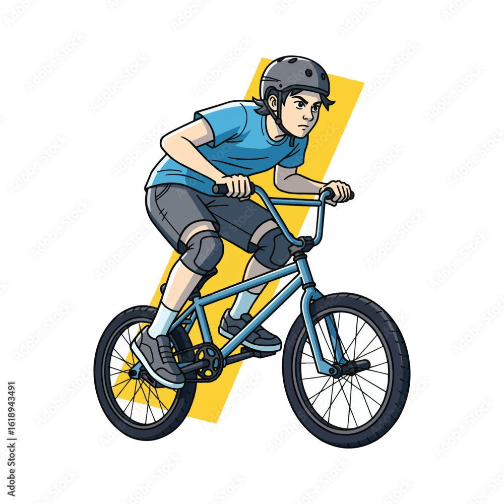 Fototapeta premium Young Athlete Performs Extreme Bicycle Stunts on a BMX Bike