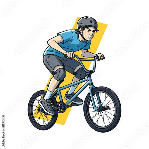 Young Athlete Performs Extreme Bicycle Stunts on a BMX Bike