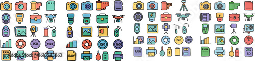 Photography Equipment Icons Collection.