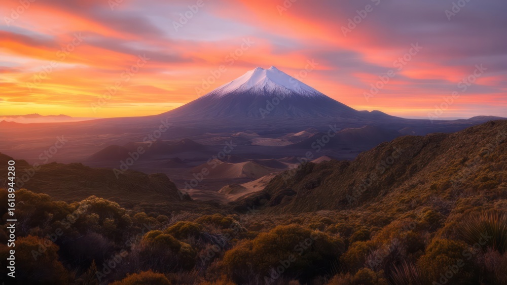 Fototapeta premium Volcanic mountain sunrise