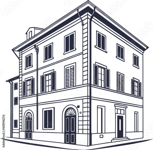 vector illustration of a building on white background 