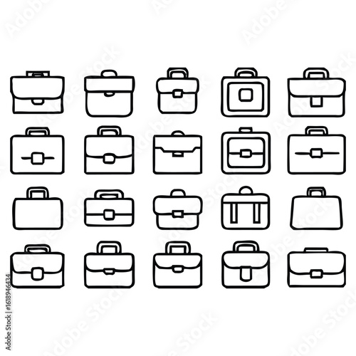 Briefcase vector icon set business portfolio luggage collection