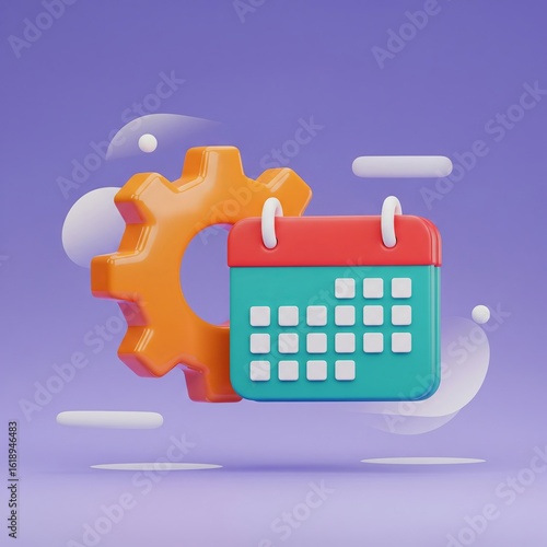Optimize Your Schedule: Calendar and Gear Icon for Efficient Time Management and Planning.