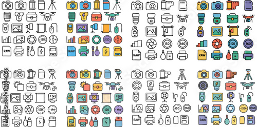 Photography Equipment Icons Set Illustration 1.