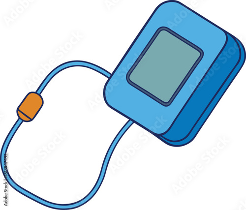 Modern digital blood pressure monitor device with bright lcd screen illustration