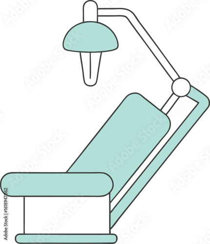 Pastel mint electric dental chair with chrome accents vector illustration