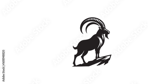 Mountain Goat Ibex Silhouette Standing on Cliff