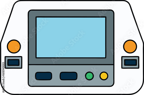Futuristic high tech ventilator console with glowing status indicators