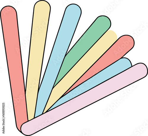 Fanned out pastel rainbow tongue depressor pack with vibrant colors