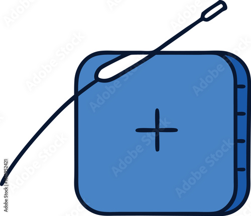 Sapphire blue suture kit with threaded needle advertising banner design