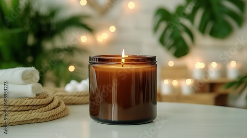 Relaxing Ambiance With Scented Candle in Cozy Space During Evening Time
