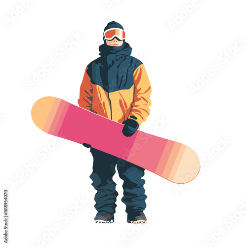 A snowboarder holding a snowboard.
