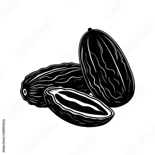 Black raisins or dried grapes illustration