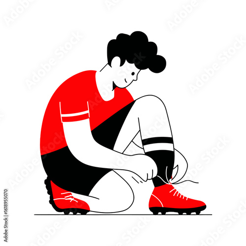 A person tying his shoes in preparation for exercise.