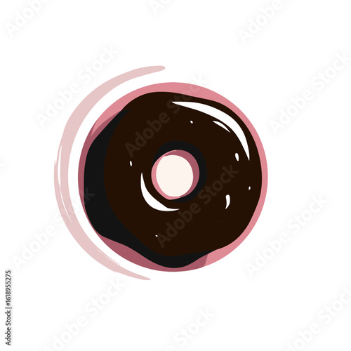 A delicious chocolate donut with a sweet, sugary glaze.