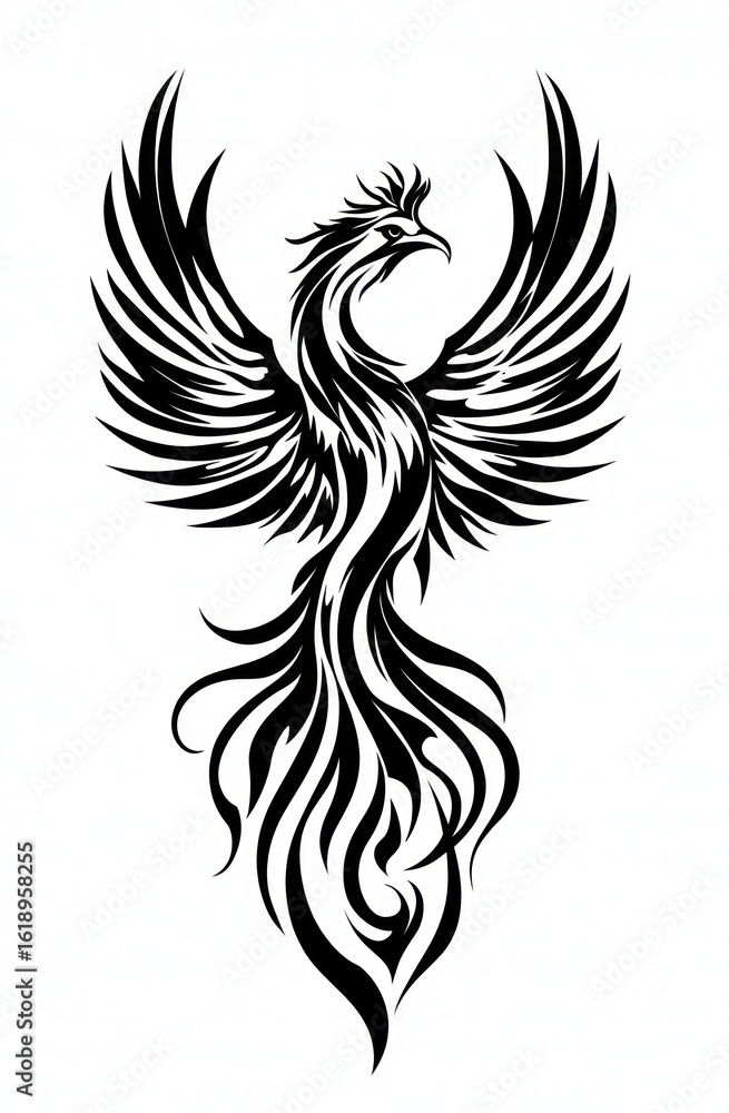 Fototapeta premium Black and white phoenix design (1)