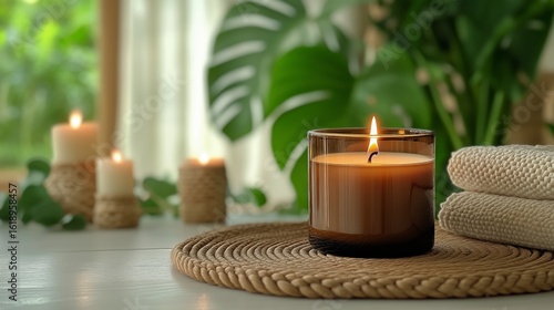 Relaxing Atmosphere With Candles and Natural Decor in a Cozy Indoor Space