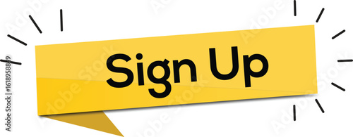 Modern "Sign Up" Call to Action Banner with Yellow Ribbon Design Element