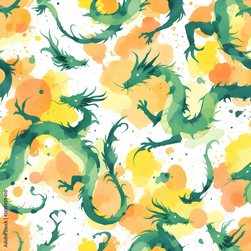 Obraz premium seamless pattern with Chinese dragons
