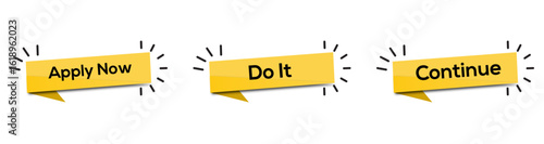 Cheerful Yellow Call to Action Banners for Online Applications and Website Promotions that invites user engagement.
